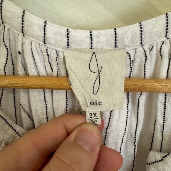 Joie Blouse Women's 3X White Striped V-Neck Lightweight Resort Vacation Casual - Picture 3 of 5